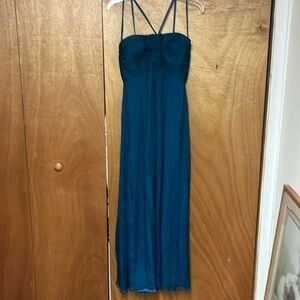 Amsale Teal Halter Gown